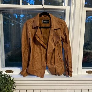 Faux leather tan jacket with collar